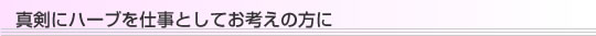 真剣にハーブを仕事としてお考えの方に